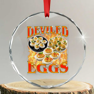 Deviled Eggs Crystal Glass Ornament Vintage 90s Thanksgiving Funny Foodie Bootleg Graphic TS10 Transparent Glass 3'' Circle Print Your Wear