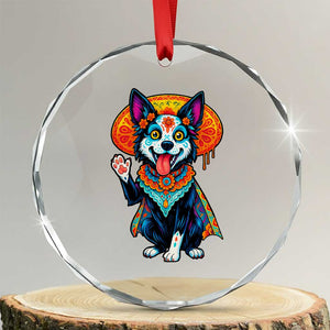 Dia De Los Muertos Border Collie Crystal Glass Ornament Sugar Skull Dog Day Of The Dead Gift