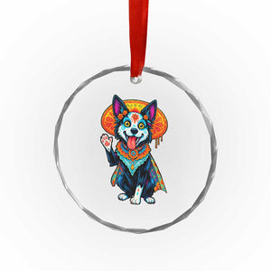 Dia De Los Muertos Border Collie Crystal Glass Ornament Sugar Skull Dog Day Of The Dead Gift