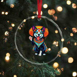 Dia De Los Muertos Border Collie Crystal Glass Ornament Sugar Skull Dog Day Of The Dead Gift