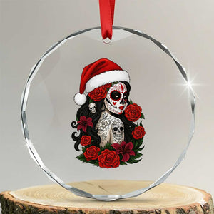 Dia De Los Muertos Mexican Christmas Crystal Glass Ornament Day of the Dead Sugar Skull Women TS14 Transparent Glass 3'' Circle Print Your Wear
