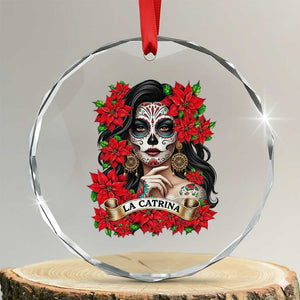 Dia De Los Muertos Mexican Crystal Glass Ornament Day of the Dead Sugar Skull Women TS14 Transparent Glass 3'' Circle Print Your Wear