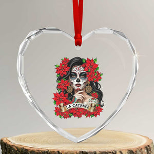 Dia De Los Muertos Mexican Heart Crystal Glass Ornament Day of the Dead Sugar Skull Women TS14 Transparent Glass 3'' Heart Print Your Wear