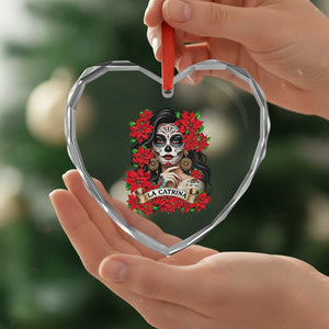 Dia De Los Muertos Mexican Heart Crystal Glass Ornament Day of the Dead Sugar Skull Women TS14 Print Your Wear