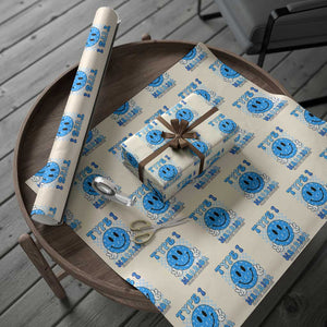Diabetes Awareness Wrapping Paper Roll Blue Ribbon T1D Warrior Support Squad Retro Groovy TS02 Beige Print Your Wear
