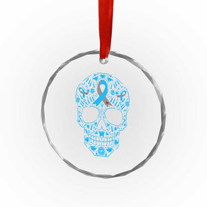 Diabetes Awareness Skull Crystal Glass Ornament Blue Ribbon T1D Support Sugar Skull TS10 Print Your Wear