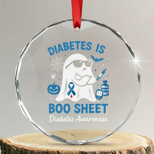 Diabetes is Boo Sheet Crystal Glass Ornament Funny Halloween Ghost Diabetes Type 1 2 Awareness TS10 Transparent Glass 3'' Circle Print Your Wear