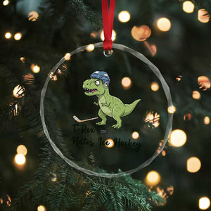 Dino Hates Ice Hockey Crystal Glass Ornament Funny Ice Sports Dinosaur Gift TS12 Print Your Wear