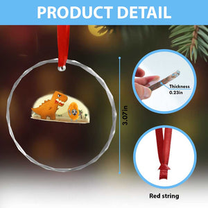 Dino Nuggets Chasing Cat Crystal Glass Ornament Funny Nugget Lover Gift TS12 Print Your Wear