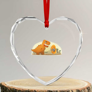 Dino Nuggets Chasing Cat Heart Crystal Glass Ornament Funny Nugget Lover Gift TS12 Transparent Glass 3'' Heart Print Your Wear