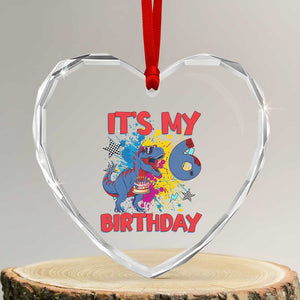 Dino Spider Its My 6th Birthday Heart Crystal Glass Ornament Dinosaur Gift For Boys