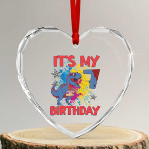 Dino Spider Its My 7th Birthday Heart Crystal Glass Ornament Dinosaur Gift For Boys
