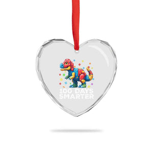Dinosaur 100 Days Smarter Heart Crystal Glass Ornament Building Bricks Dinosaur 100th Day Kids TS10 Print Your Wear