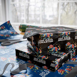 Dinosaur 100 Days Smarter Wrapping Paper Roll Building Bricks Dinosaur 100th Day Kids TS10 Black Print Your Wear