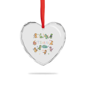 Dinosaur Autism Awareness Heart Crystal Glass Ornament It Is Okay to Be Different Dino Lover TS11 Print Your Wear