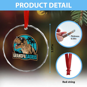 Dinosaur Grandfather Crystal Glass Ornament Funny Grandpasaurus Fathers Day Family Matching TS11 Print Your Wear