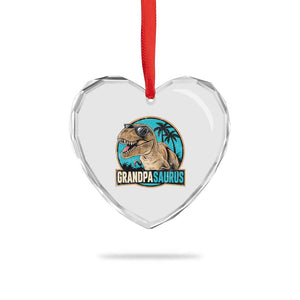 Dinosaur Grandfather Heart Crystal Glass Ornament Funny Grandpasaurus Fathers Day Family Matching TS11 Print Your Wear