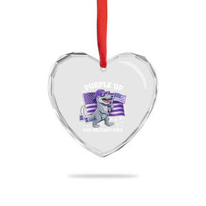 Dinosaur Military Kids Heart Crystal Glass Ornament Purple Up For Military Child Month Patriotic USA Flag TS10 Print Your Wear