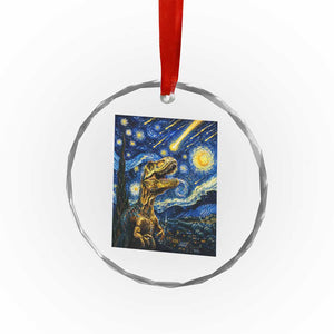 Dinosaur Starry Night Meteor Shower Crystal Glass Ornament Astronomy Lover Gift