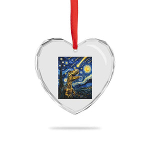 Dinosaur Starry Night Meteor Shower Heart Crystal Glass Ornament Astronomy Lover Gift