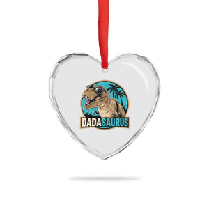 Dinosuar Dad Heart Crystal Glass Ornament Funny Dadasaurus Fathers Day Family Matching TS11 Print Your Wear
