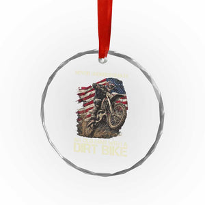 Dirt Bike American Flag Crystal Glass Ornament Never Underestimate An Old Man With A Dirt Bike Motocross TS14 Print Your Wear