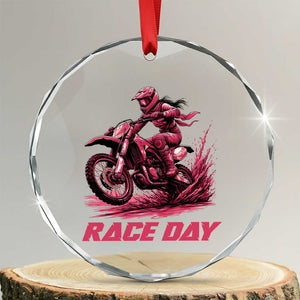 Dirt Bike Girl Crystal Glass Ornament Motocross Racing Women TS14 Transparent Glass 3'' Circle Print Your Wear