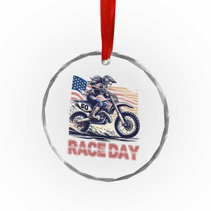Dirt Bike Girl Crystal Glass Ornament Patriotic Motocross American Flag Racing TS14 Print Your Wear