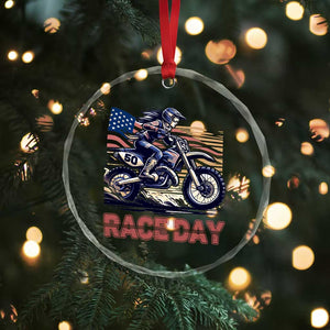 Dirt Bike Girl Crystal Glass Ornament Patriotic Motocross American Flag Racing TS14 Print Your Wear