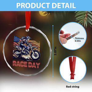 Dirt Bike Girl Crystal Glass Ornament Patriotic Motocross American Flag Racing TS14 Print Your Wear