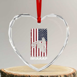 Dirt Bike Heart Crystal Glass Ornament Braaap American Flag Motocross TS14 Transparent Glass 3'' Heart Print Your Wear