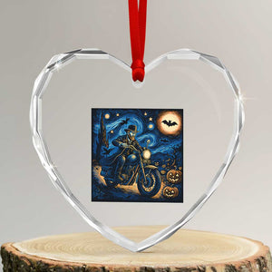 Dirt Bike Heart Crystal Glass Ornament Van Gogh Starry Night Halloween Biker TS14 Transparent Glass 3'' Heart Print Your Wear