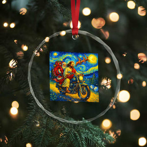 Dirt Bike Motocross Crystal Glass Ornament Jesus Santa Christmas Starry Night TS14 Print Your Wear