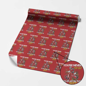 Dirt Bike Wrapping Paper Roll You're Never Too Old To Play In The Dirt Skeleton TS11 Red Print Your Wear