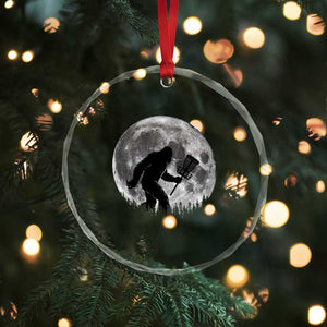 Disc Golf Bigfoot Crystal Glass Ornament Funny Cool Full Moon & Trees Sasquatch TS10 Print Your Wear