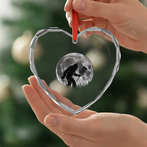Disc Golf Bigfoot Heart Crystal Glass Ornament Funny Cool Full Moon & Trees Sasquatch TS10 Print Your Wear
