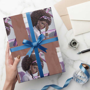 Disgusted Black Doll Meme Wrapping Paper Roll Funny Sassy Reaction Afro Girl With Attitude TS10 Mocha Print Your Wear