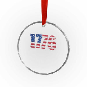 Distressed Faux Patchwork 1776 USA Flag Crystal Glass Ornament Vintage Effect Printing Patriotic Graphic 4th Of July Independence Day TS10 Print Your Wear