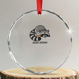Diva Down Crystal Glass Ornament Funny Raccoon Relaxed TS14 Transparent Glass 3'' Circle Print Your Wear