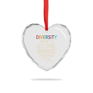 Diversity Hurts No One Heart Crystal Glass Ornament Equality and Inclusion Bold Statement TS02 Print Your Wear