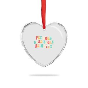 Dog Book Lover Heart Crystal Glass Ornament Retro Groovy Flower Bookish Dog Mom Gift TS10 Print Your Wear
