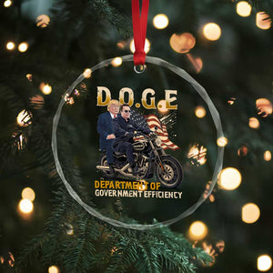 DOGE Department of Government Efficiency Crystal Glass Ornament Funny Trump Musk Cool Motorbike TS10 Print Your Wear