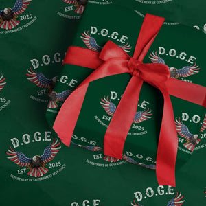 DOGE Department Of Government Efficiency Wrapping Paper Roll Est 2025 American Eagle TS02 Green Print Your Wear