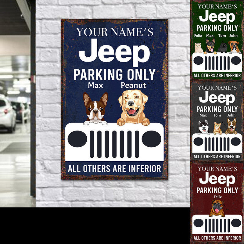 Personalized Jeep Metal Sign Metal Sign Jeep Parking Dog CTM One Size 24x18 inch (60.96x45.72 cm) Custom - Printyourwear