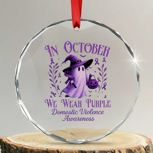 Domestic Violence Awareness Crystal Glass Ornament Halloween October Wear Purple Ghost TS10 Transparent Glass 3'' Circle Print Your Wear