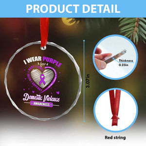 Domestic Violence Awareness Crystal Glass Ornament Purple Ribbon Support Survivor TS10 Print Your Wear