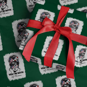 Dominican American Woman Wrapping Paper Roll Yes Im Both Of Them TS10 Green Print Your Wear