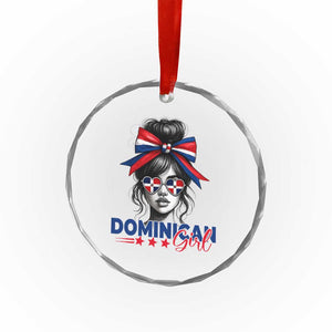 Dominican Girl Crystal Glass Ornament Messy Bun Caribbean Dominican Republic DR Flag TS10 Print Your Wear