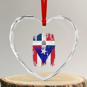 Dominican Puerto Rican Flag Heart Crystal Glass Ornament Mixed Heritage Pride TS10 Transparent Glass 3'' Heart Print Your Wear