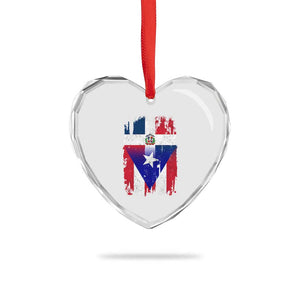 Dominican Puerto Rican Flag Heart Crystal Glass Ornament Mixed Heritage Pride TS10 Print Your Wear